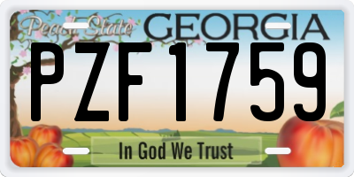 GA license plate PZF1759