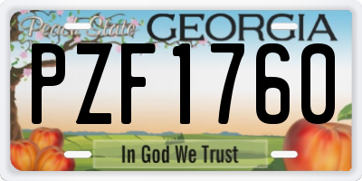 GA license plate PZF1760