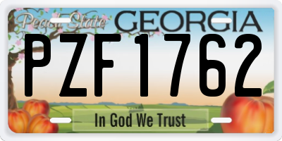 GA license plate PZF1762