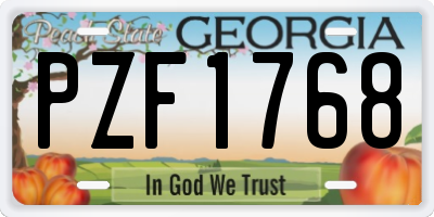 GA license plate PZF1768