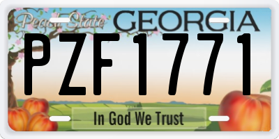 GA license plate PZF1771
