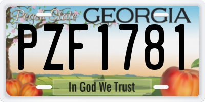 GA license plate PZF1781