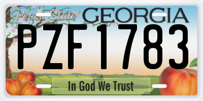 GA license plate PZF1783