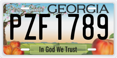 GA license plate PZF1789