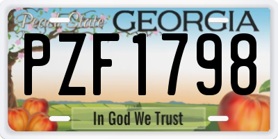 GA license plate PZF1798