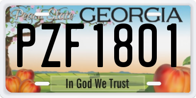 GA license plate PZF1801