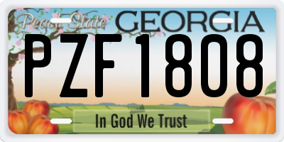 GA license plate PZF1808