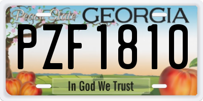 GA license plate PZF1810