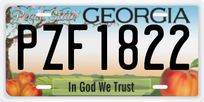 GA license plate PZF1822