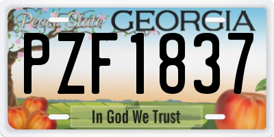 GA license plate PZF1837