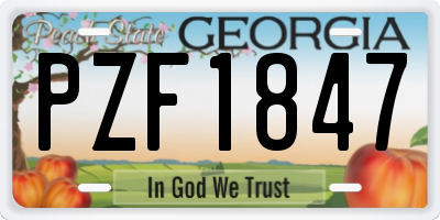 GA license plate PZF1847