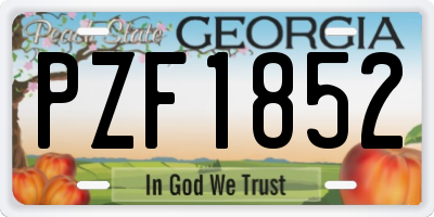 GA license plate PZF1852
