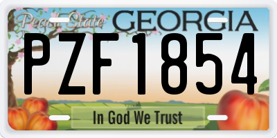 GA license plate PZF1854