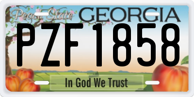 GA license plate PZF1858