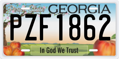GA license plate PZF1862