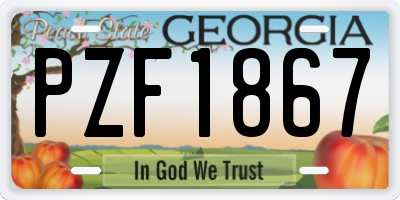 GA license plate PZF1867