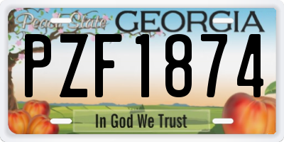 GA license plate PZF1874
