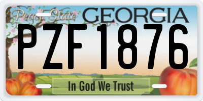 GA license plate PZF1876