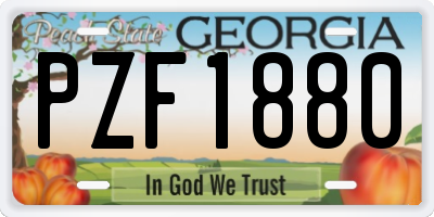 GA license plate PZF1880