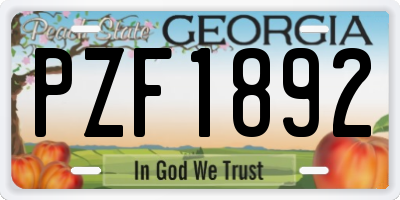 GA license plate PZF1892