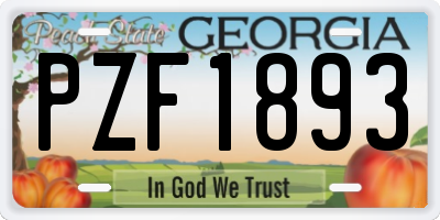 GA license plate PZF1893