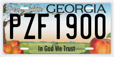 GA license plate PZF1900