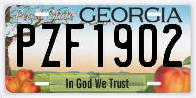 GA license plate PZF1902