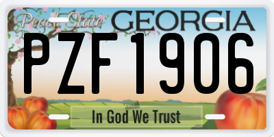 GA license plate PZF1906