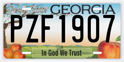 GA license plate PZF1907