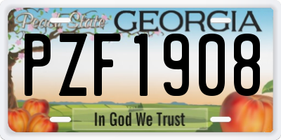 GA license plate PZF1908