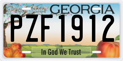 GA license plate PZF1912
