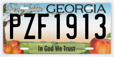 GA license plate PZF1913