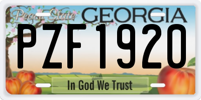 GA license plate PZF1920