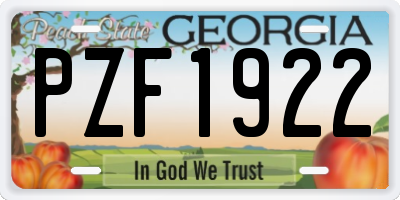 GA license plate PZF1922