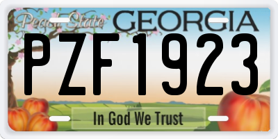 GA license plate PZF1923
