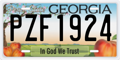 GA license plate PZF1924