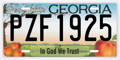 GA license plate PZF1925