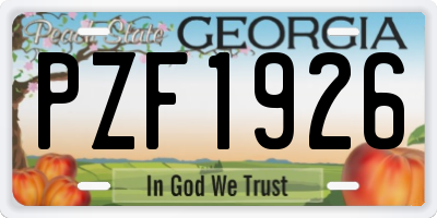 GA license plate PZF1926