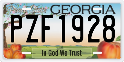 GA license plate PZF1928