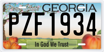 GA license plate PZF1934