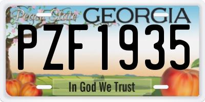 GA license plate PZF1935