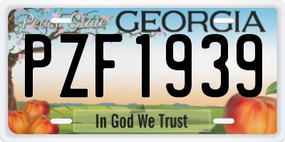 GA license plate PZF1939