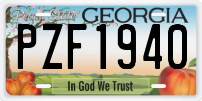 GA license plate PZF1940