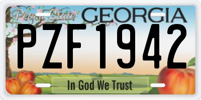 GA license plate PZF1942