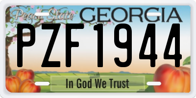 GA license plate PZF1944
