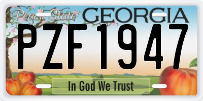 GA license plate PZF1947