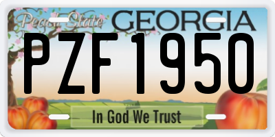 GA license plate PZF1950