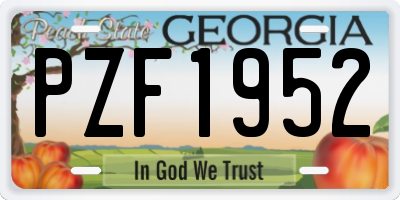 GA license plate PZF1952