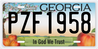 GA license plate PZF1958
