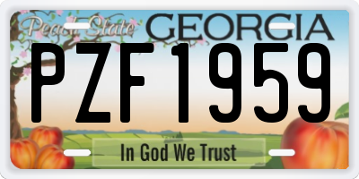 GA license plate PZF1959